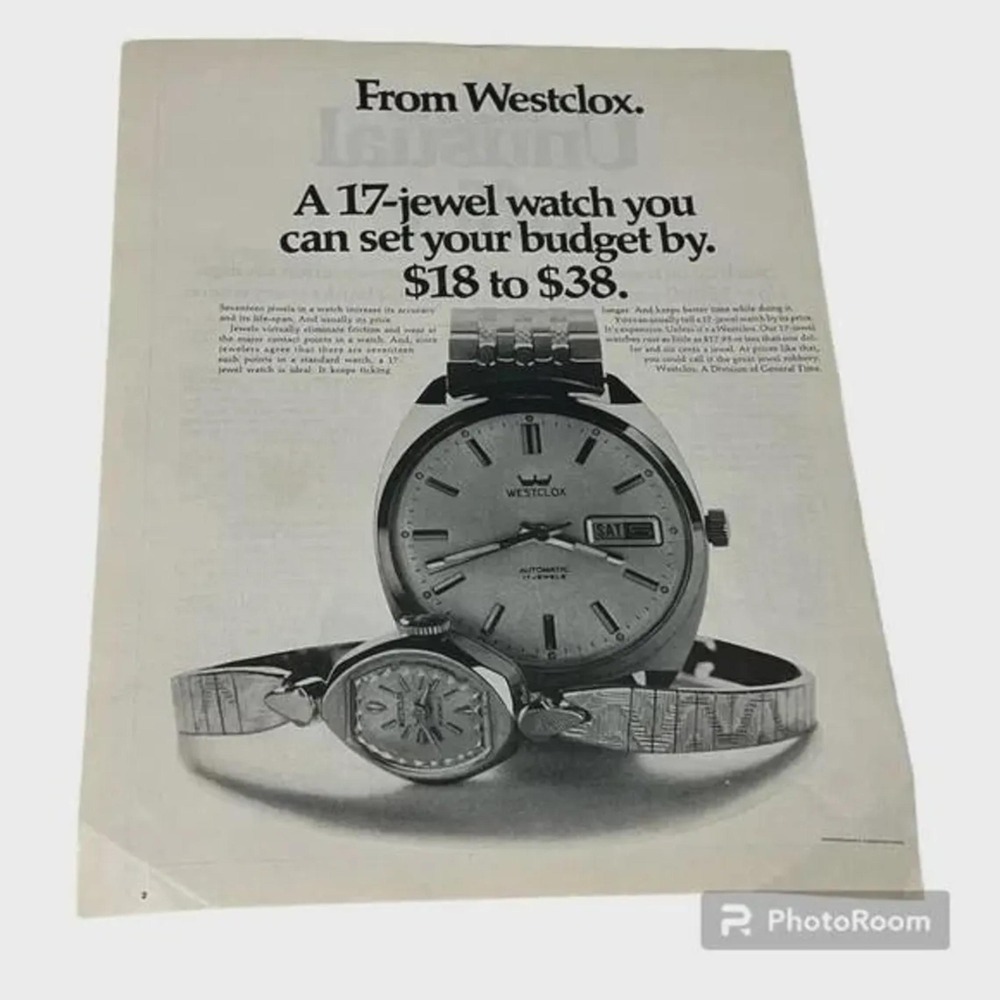 1970‎ Westclox a 17-Jewel Watch Original Vintage Print Ad